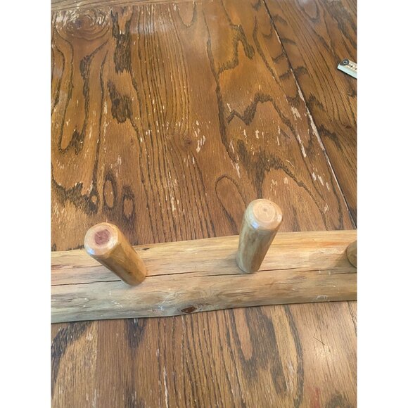 Rustic Nature Wood Log 6 Peg Coat & Hat Rack Wall Mount 31" Handmade Natural Fin - Picture 7 of 7